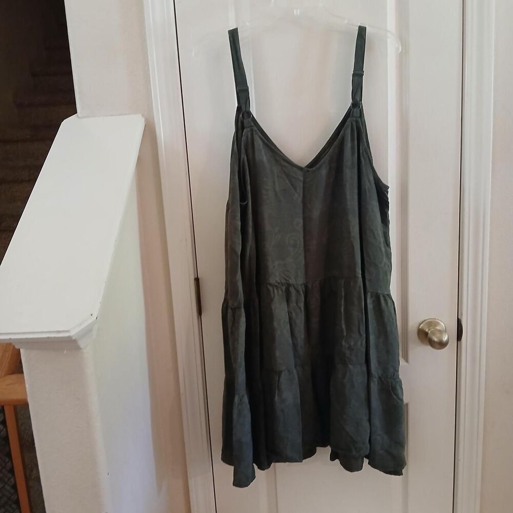 Torrid Mini V-Neck Button-Up Dress Lovely Jaco Olive 3X Tropical Granola Coastal - Picture 5 of 8